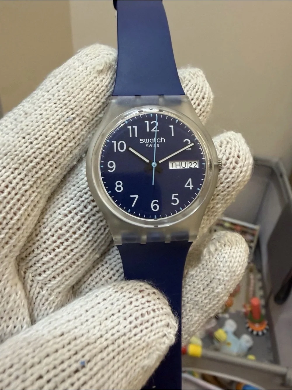 Swatch Rinse Repeat Navy Blue Day/Date Swiss Quartz 34mm Watch GE725 Unisex